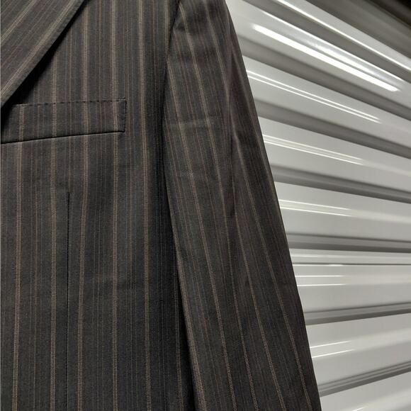 Canali Mens Sport Coat EU50 40R Wool Charcoal Gray Pinstripe Blazer Jacket Italy - Picture 4 of 11